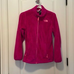 Pink fleece north face jacket